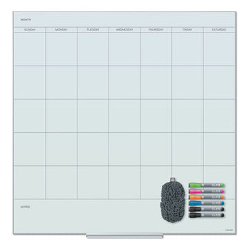 U Brands Floating Glass Dry Erase Undated One Month Calendar, 36 X 36, White freeshipping - TVN Wholesale